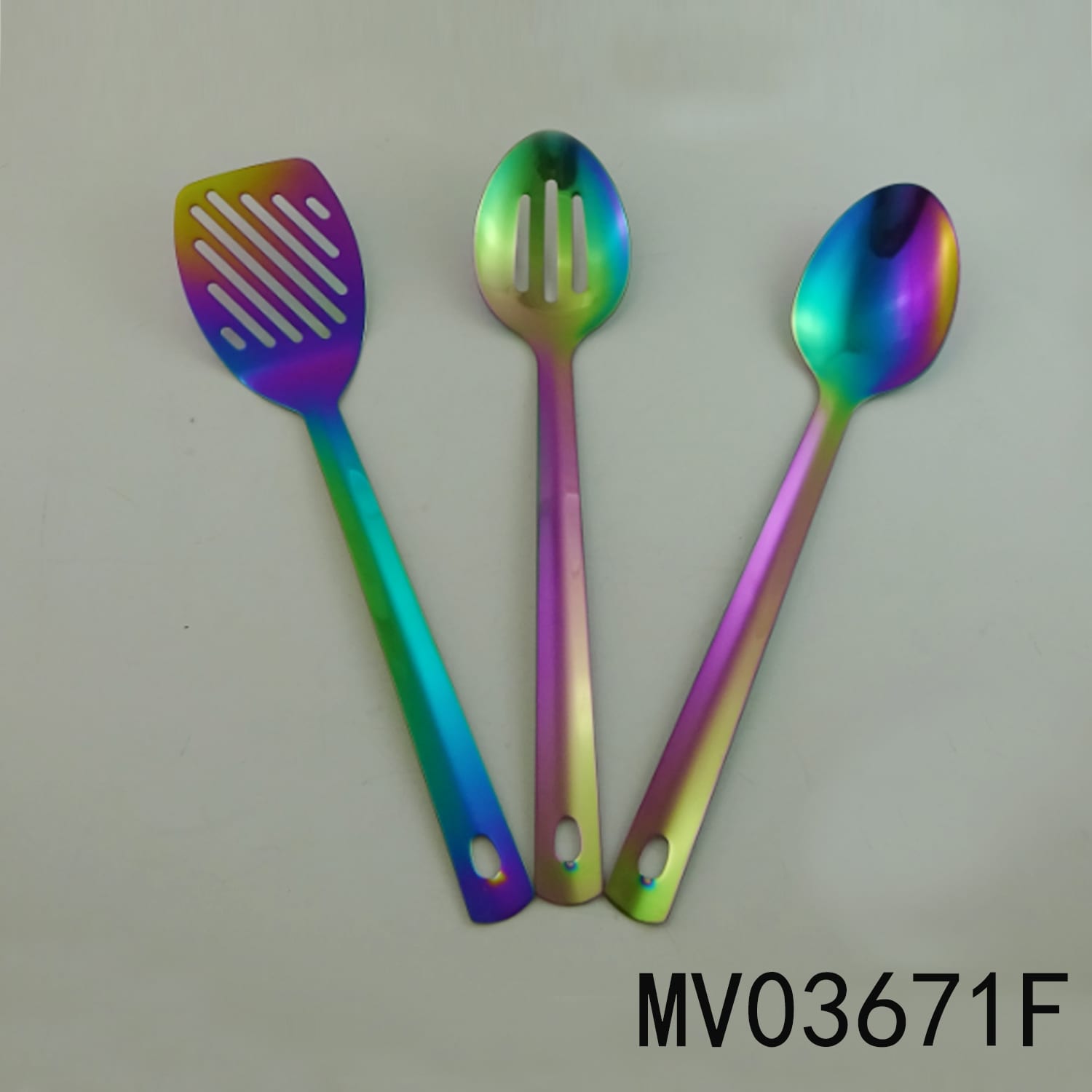 MV03671F 3PCS RAINBOW TITANIUM COATED S/S KITCHEN TOOLS