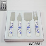 4Pcs Ceramic Handle Cheese Knife With Window Box