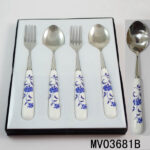 4Pcs Ceramic Handle Fork & Spoon With Window Box