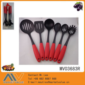 6Pcs Nylon Kitchen Tools With Tpr Handle In Color Box