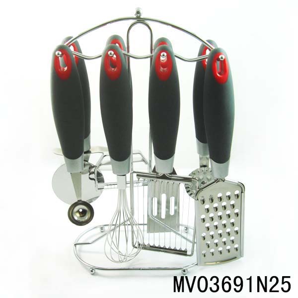 MV03691N25 S/S 16Pcs Rubber And Plastic Handle Kitchen Tools /Tag