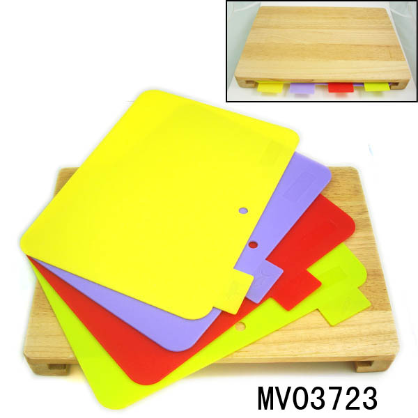 4Pcs Plastic Cutting Board Flexible And Wooden Cutting Board