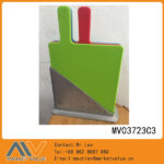 3Pcs Plastic Cutting Board With Stand In Colour Box
