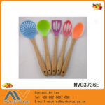 5 Pcs Silicone Kitchen Tools With Bamboo Handle