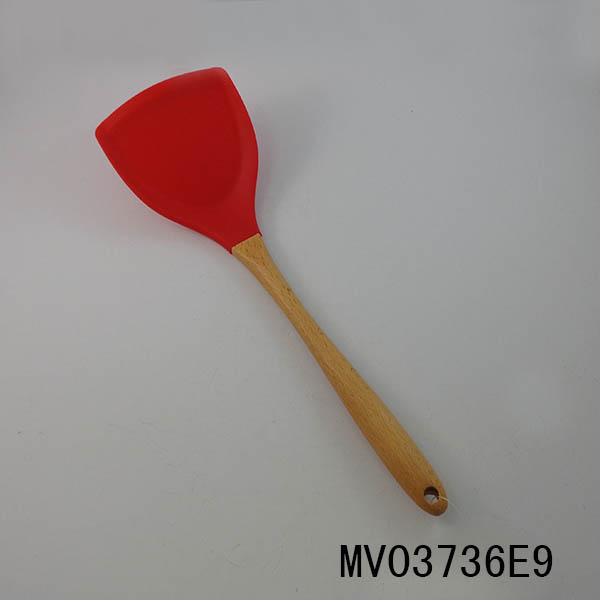 MV03736E9 Wooden Handle Silicone Slotted Shavel