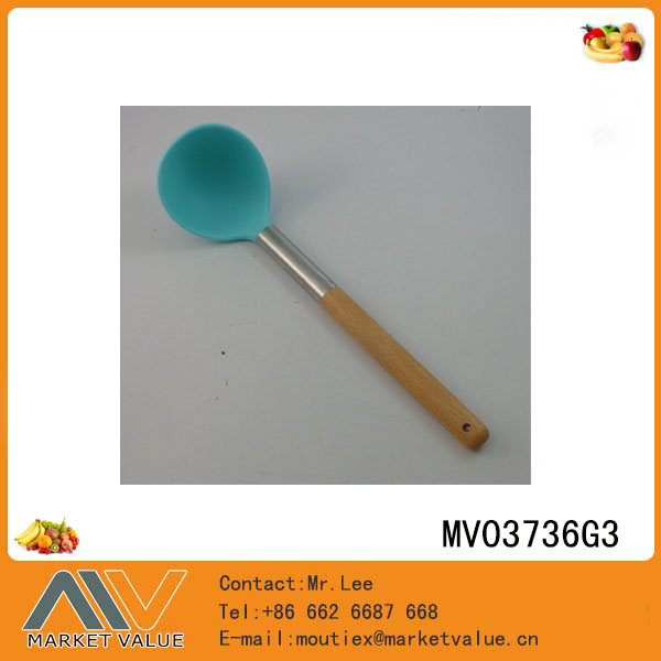 MV03736G3 Silicone Kitchen Tools With Wooden Handle/Slotted Shavel