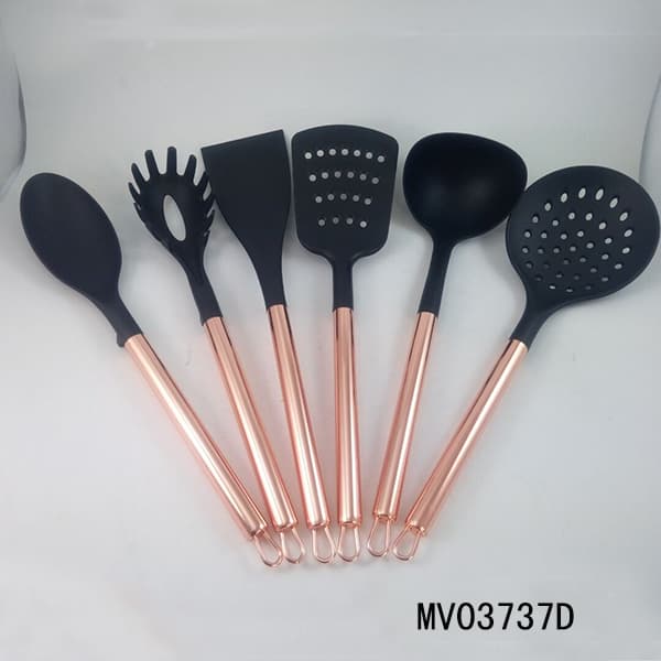 MV03737D 6Pcs Stainless Steel Rose Gold Nylon Kitchenware