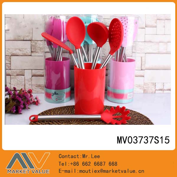 MV03737S15 Set Of 5Pcs Silicone Kitchen Tools With S.S Handle