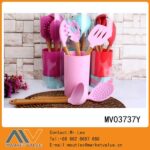 Set Of 5Pcs Silicone Kitchen Tools With Bamboo Handle