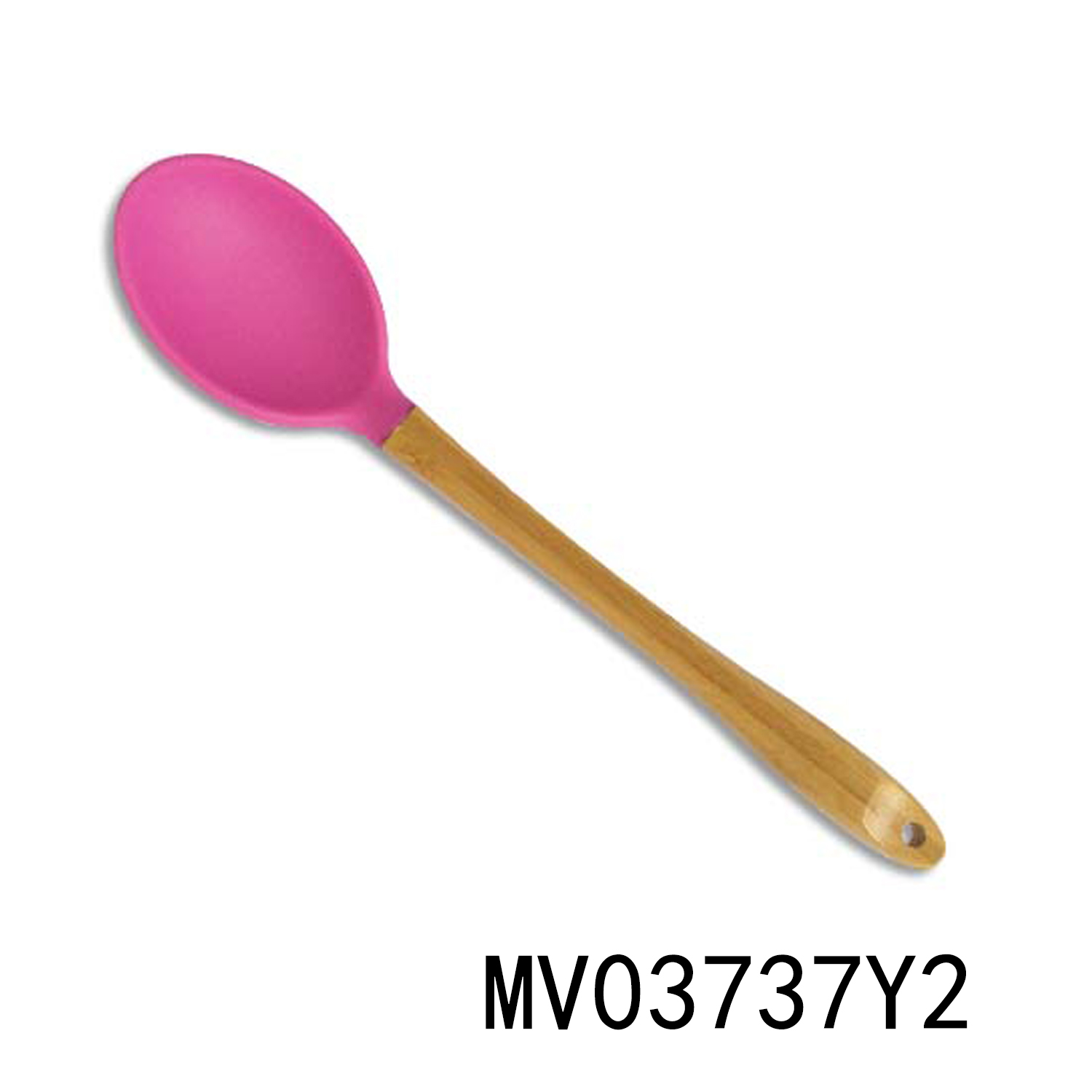 MV03737Y2 Silicone Head Solid Spoon With Bamboo Handle
