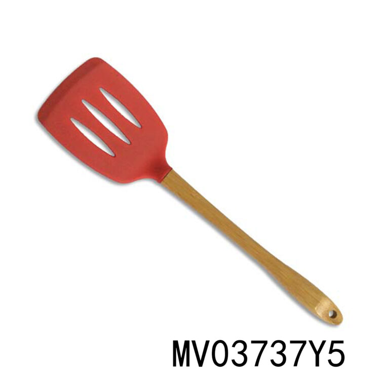 Silicone Head Slotted Turner With Bamboo Handle
