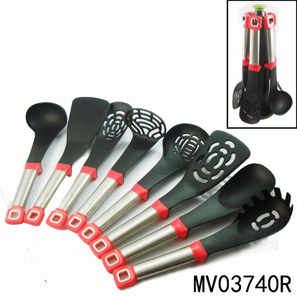 8Pcs Nylon& Stainless+Plastic Handle /Nylon Kitchen Tools