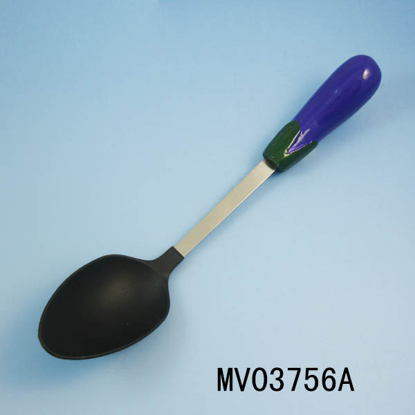 MV03756A Eggplant Shape With Steel Handle Nylon Kitche Tools/Spoon