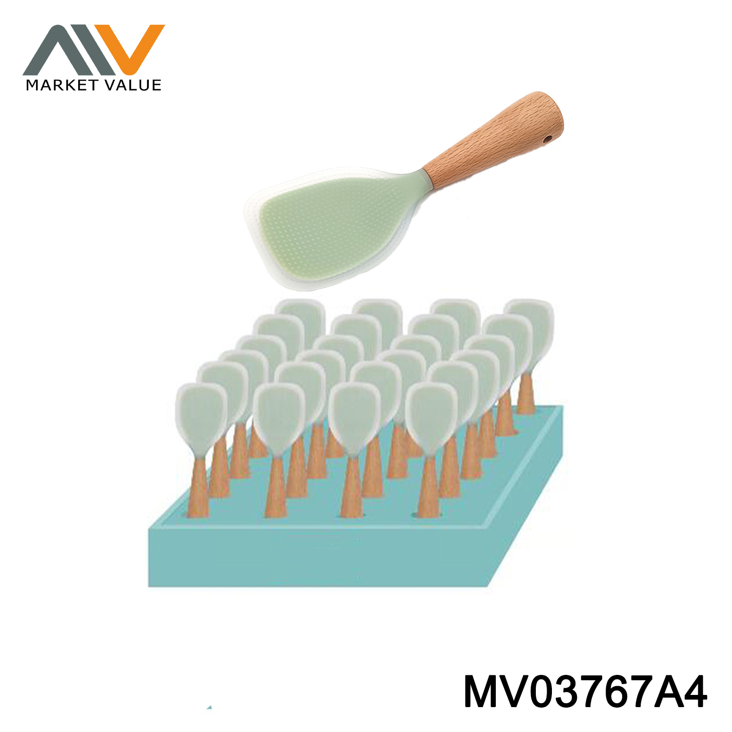 Silicone Rice Spoon With Wooden Handle,24PCS/PDQ