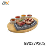 7Pcs Stone Steak With Bamboo Tray In Box