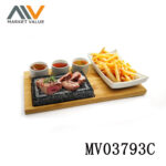 7Pcs Hot Stone Steak With Bamboo Tray
