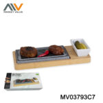 3Pcs Hot Stone Steak With Bamboo Tray
