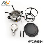 11pcs SS Fondue Set IN Colour box Black handle