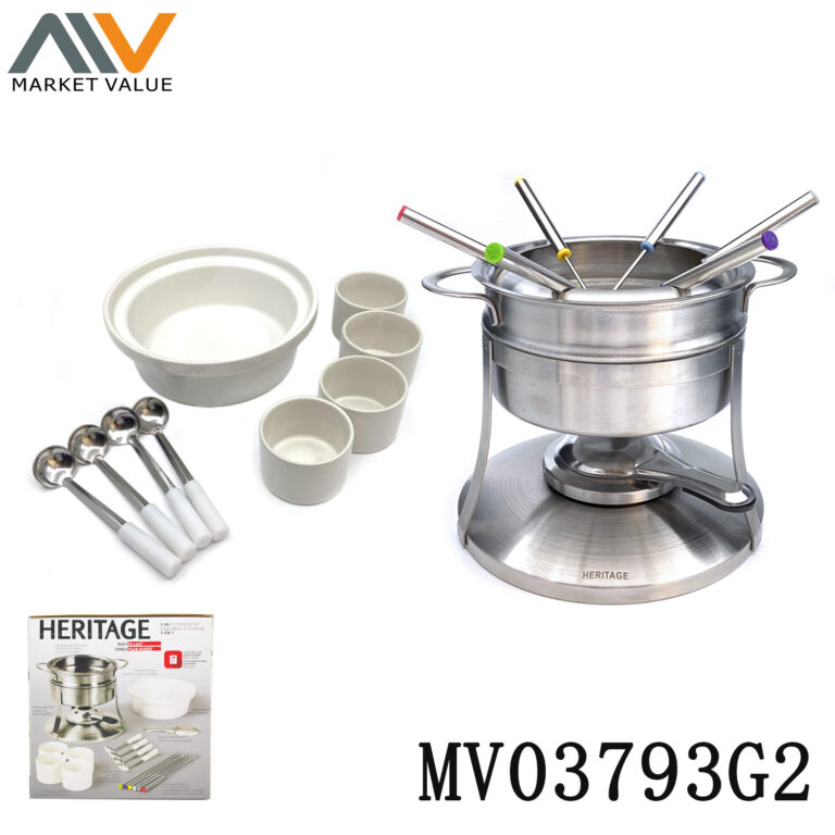 19 Piece Ss 3 In 1 Fondue Set