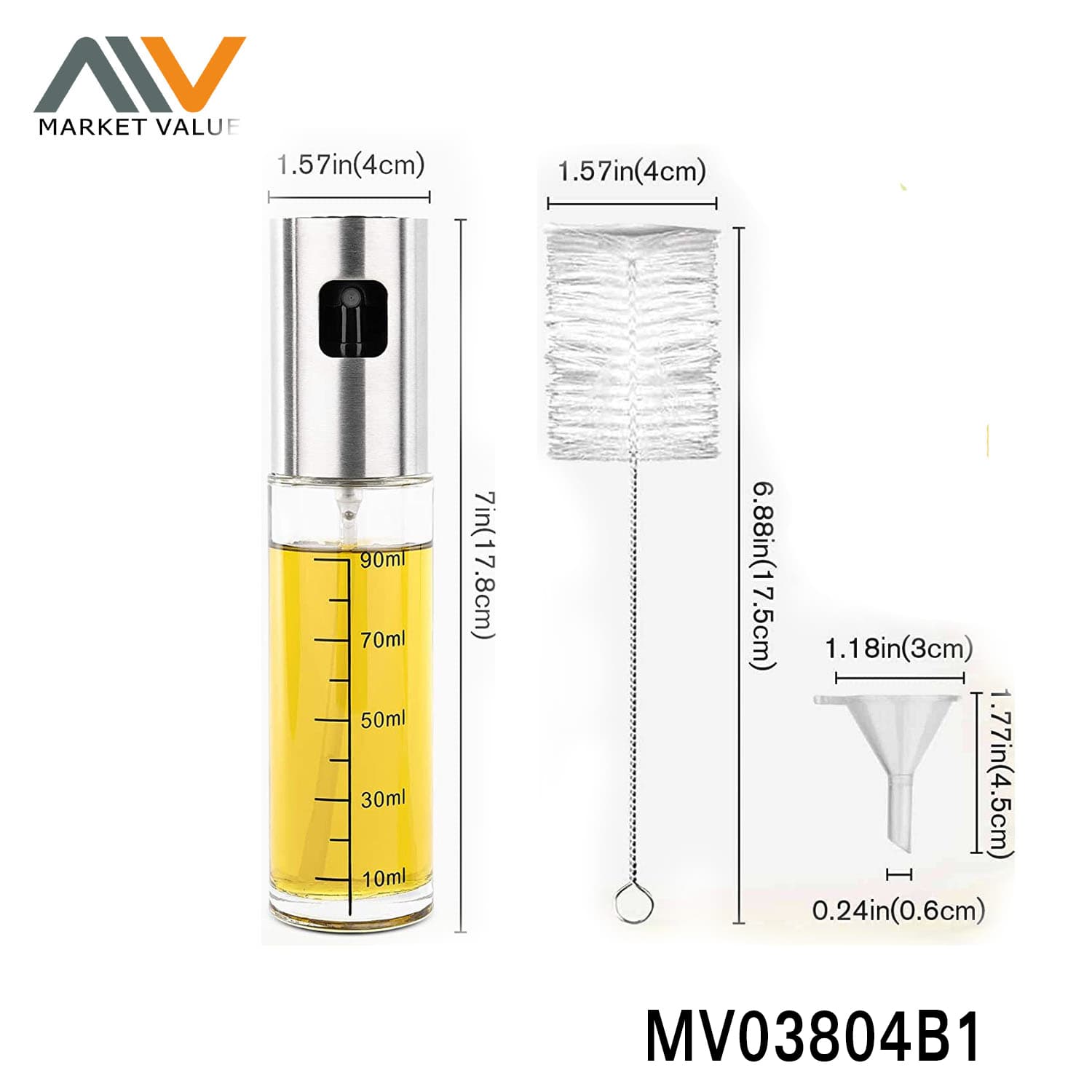 MV03804B1 Glass Oliveoil Dispenser With Brush+Funnel