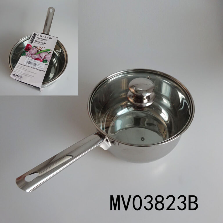 2.4L # 201Ss S/S Saucepan With Glass Lid