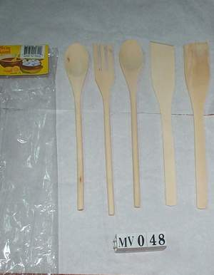 MV048 5Pcs 12" Wood Cutlery