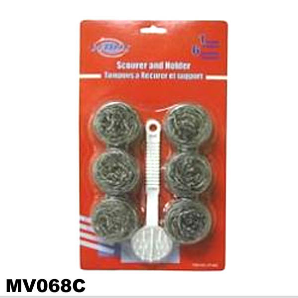 MV068C 6Pcs.Scourer W/Handle B/C