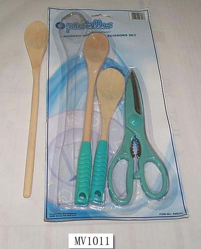 3 Pcs Wood Cutlery & 9110 Scissors B/C