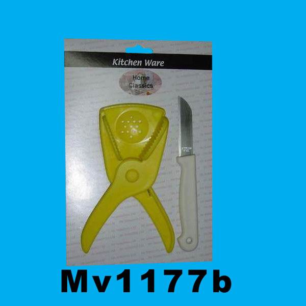 MV1177B Plastic Lemon Press & Paring Knife Set