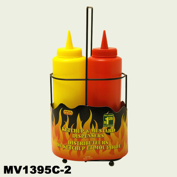 MV1395C-2 2Pcs Catsup/Mustard Dispenser W/ Stand