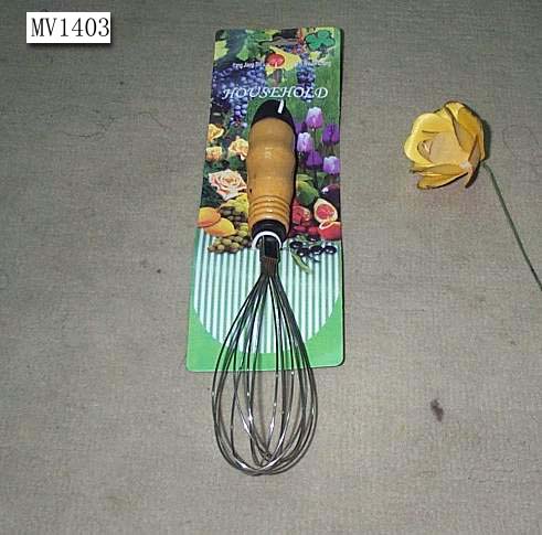 MV1403 Egg Beater W/Wood Handle Tie Card