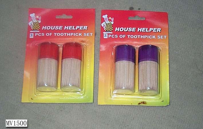 MV1500 2Pcs Wooden Toothpick Set 120Pcs Each Case B/C Hw2-130