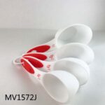 4Pcs Plastic Measure Cup Oval Shape Red+ White Tag Card