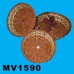 Set Of 3 Round Basket Wicker