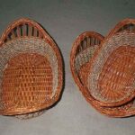 Set Of 3 Round Basket Wicker