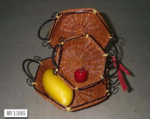 MV1595 Set Of 3 Hexangular Basket Wicker