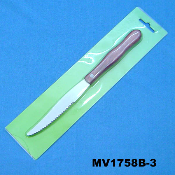 Steak Knife W/ Wooden Handle Insert Card