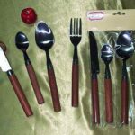 4Pcs Cutlery Set Wooden Handle In Pvc Bag W/Hang Card