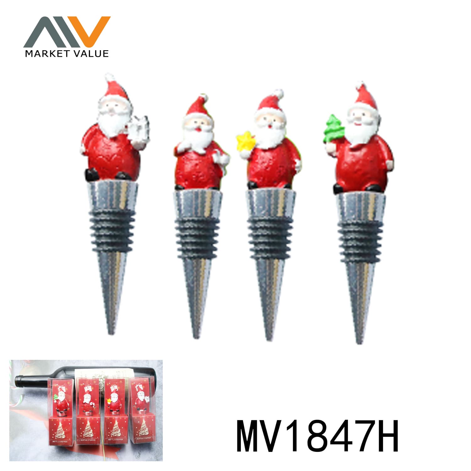 MV1847H 4Pcs Christmas Wine Stopper Set