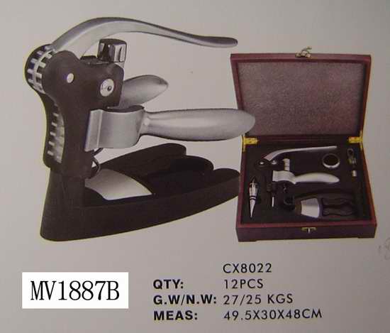 MV1887B 6Pcs Wine Tools Set In Wooden Box