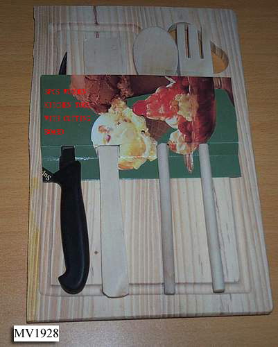 3Pcs Wooden Kitchen Tools & Knife & Cutting Board Set