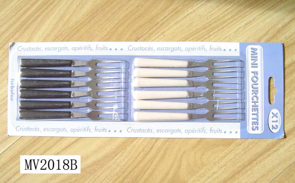 MV2018B 12Pcs S/S Cheese Frok Plastic Handle B/C