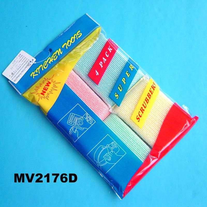 MV2176D 4Pcs Scourer Set In Color Bag