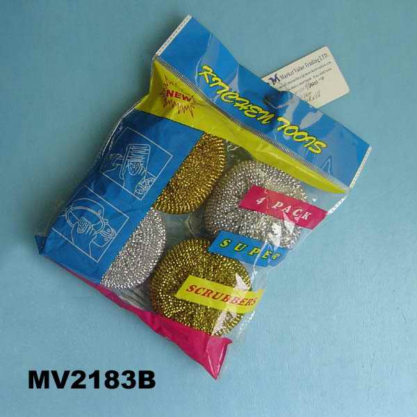 MV2183B 4Pcs Scourer Set In Pvc Bag