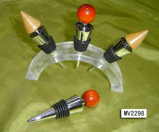 MV2298 3Pcs Wine Bottle Stopper+ Stand
