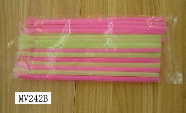 MV242B 40Pcs Plastic Straw W/ Spoon