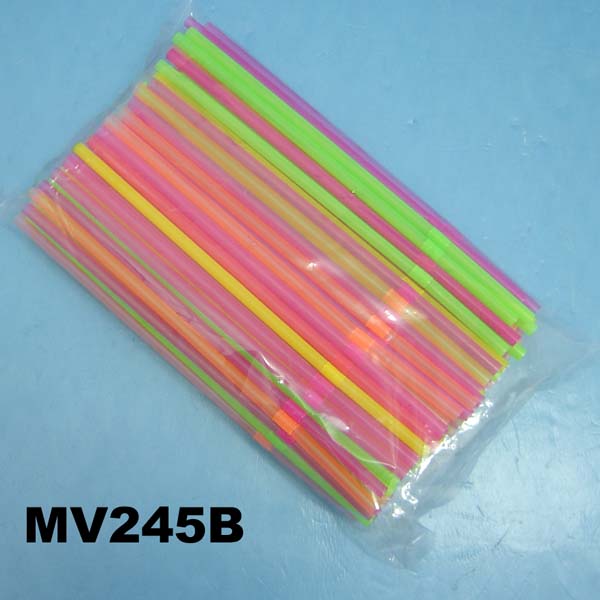 100Pcs 6X210Mm Flexible Drinking Straw In Pvc Bag
