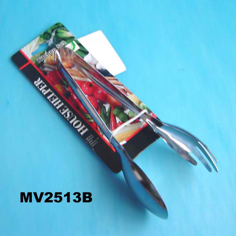 MV2513B 8" Chrome Plated Food Tongs B/C