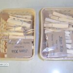 24Pcs Wooden Clips In Rectangle Basket
