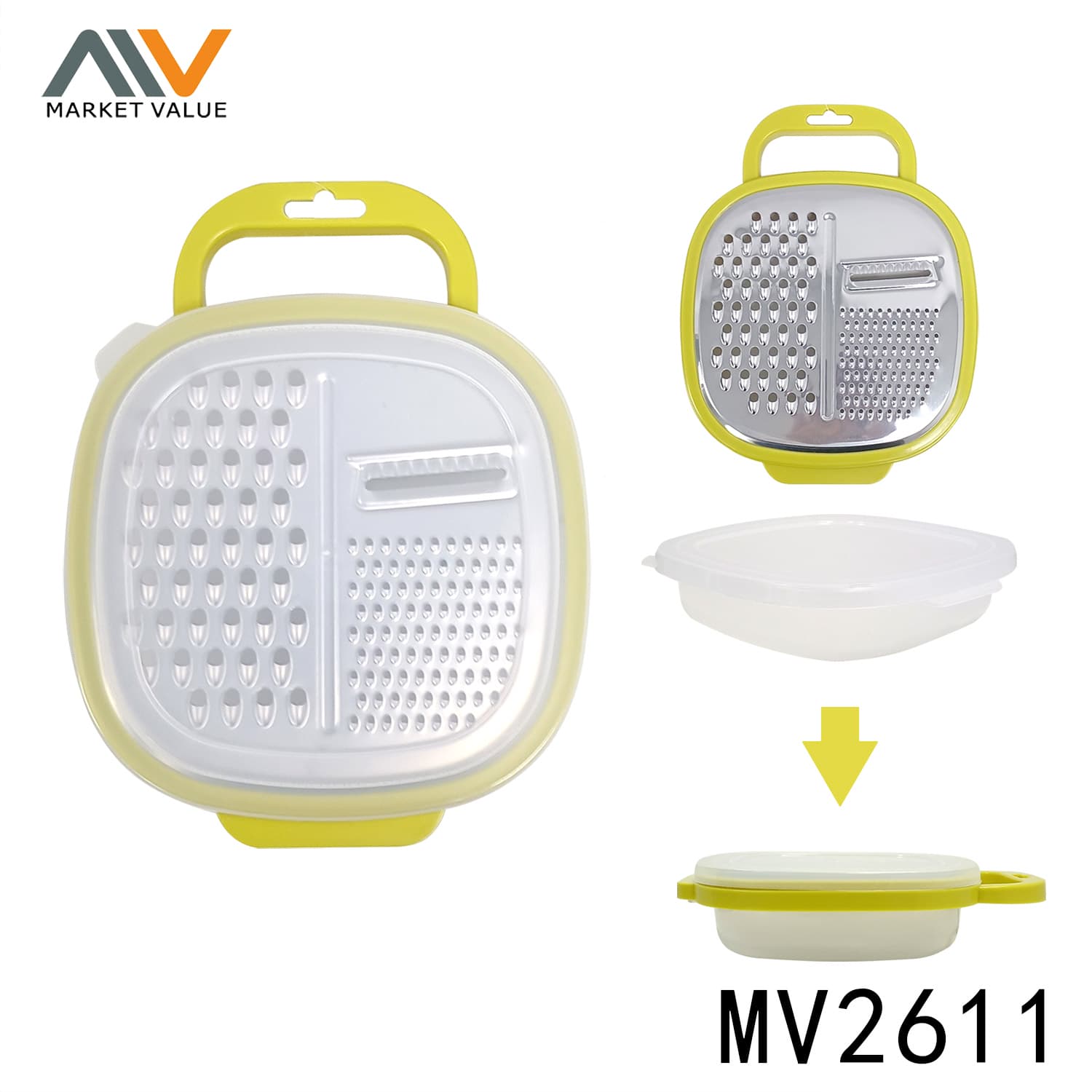 MV2611 S/S Square Grater W/ Trainer White & Green